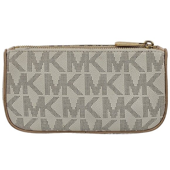 MICHAEL KORS Jet Set Logo MK Clutch Credit Card Pouchette Gold Logo Hardware - Picture 2 of 11